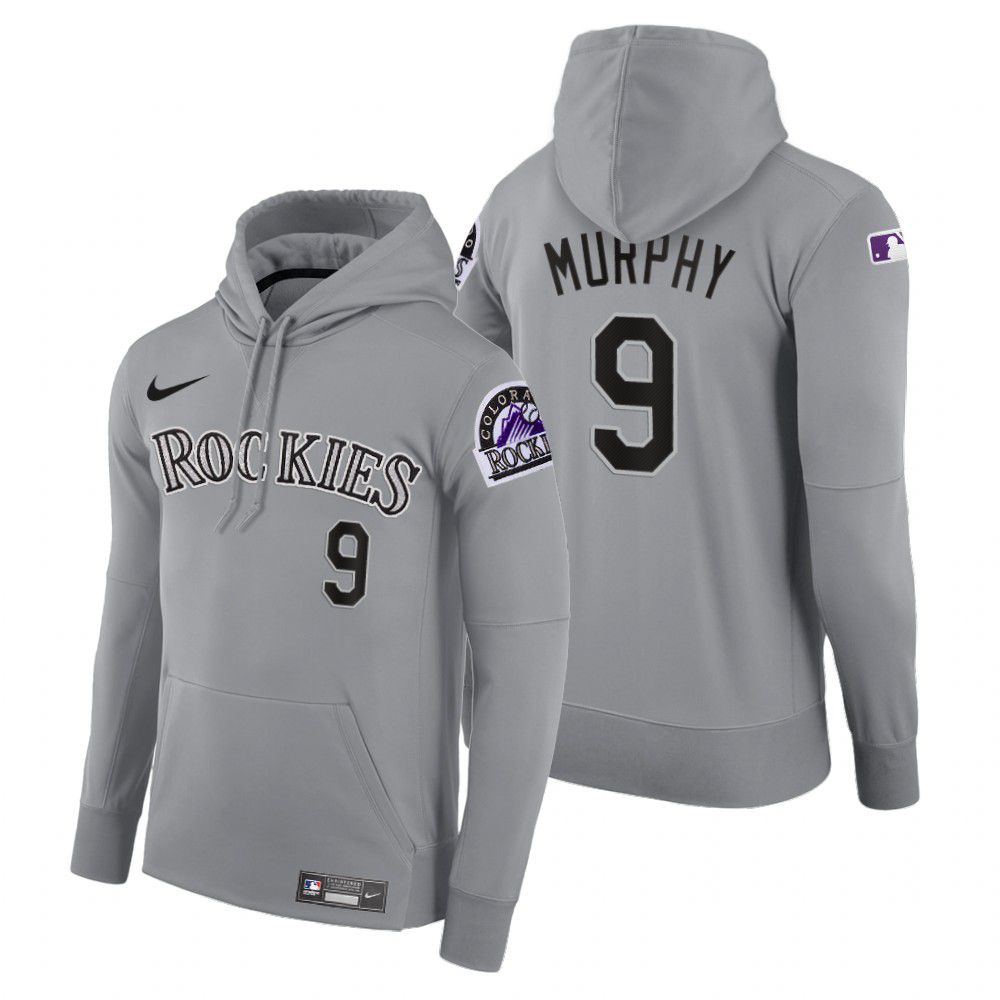 Men Colorado Rockies #9 Murphy gray road hoodie 2021 MLB Nike Jerseys->colorado rockies->MLB Jersey